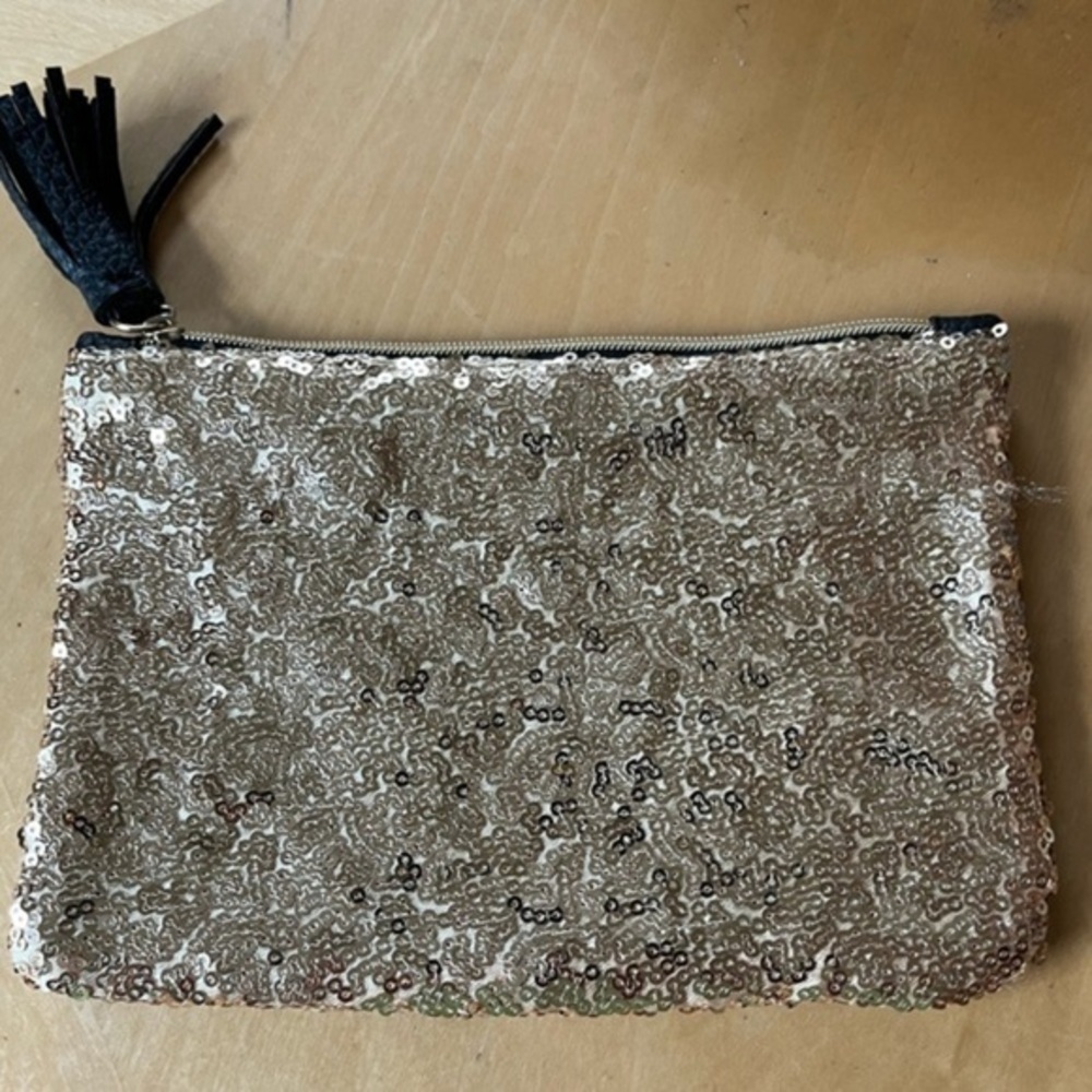 IPSY Glam Bag Metallic Gold Sequin and Black Like New - Picture 6 of 11